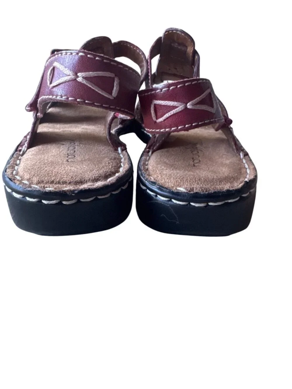 Natural Soul By Naturalizer Red Leather Slingback Sandals Womens 9M Comfort Boho